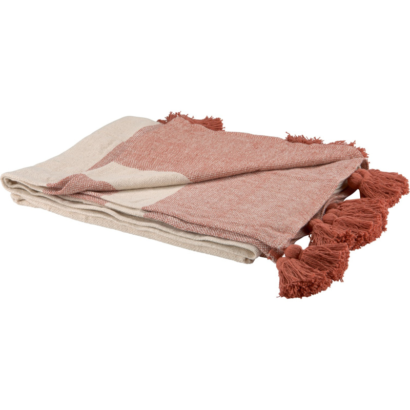 Bavlněná deka Ancient Secrets, off white/terakota, 140 x 180 cm