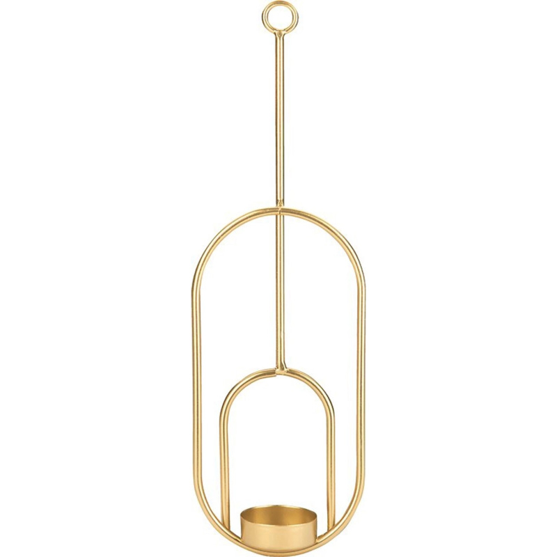 Svícen na čajové svíčky závěsný Modern Antique kov oválný, zlatý