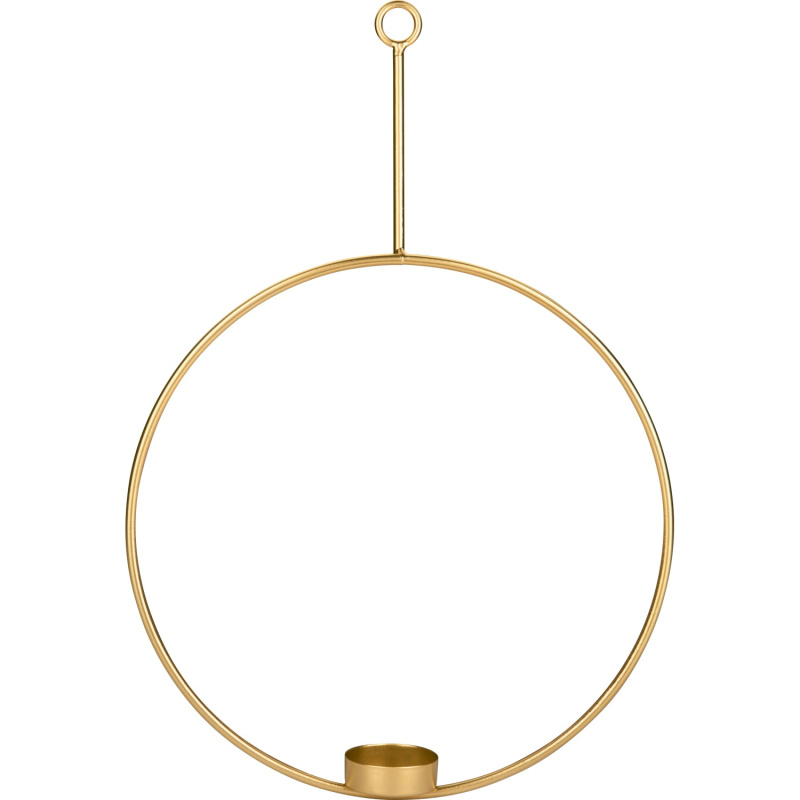 Svícen na čajové svíčky závěsný Modern Antique kov kulatý, zlatý