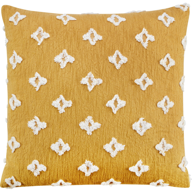 Dekorativní polštář žlutý s dekorací, 45 x 45 cm