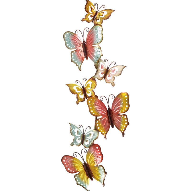 Kovová nástěnná dekorace motýli, 33 x 89,5 cm