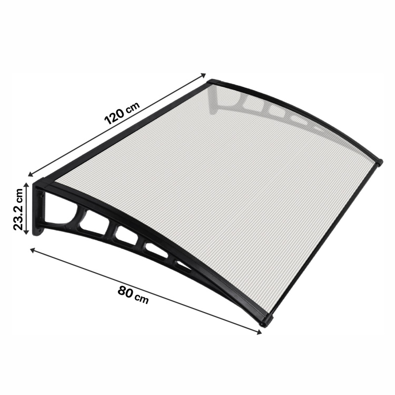 Dveřní stříška, transparentní/antracitová, 120 x 80 x 24 cm