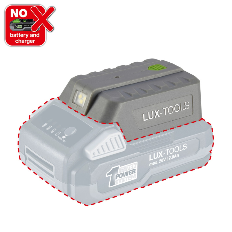 LUX-TOOLS 1 PowerSystem Aku USB adaptér s LED A-PB-20 Solo