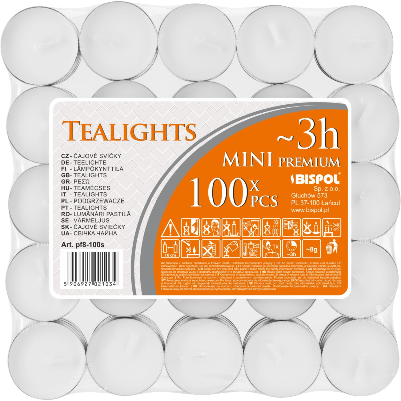 Čajové svíčky bílé, 100 ks