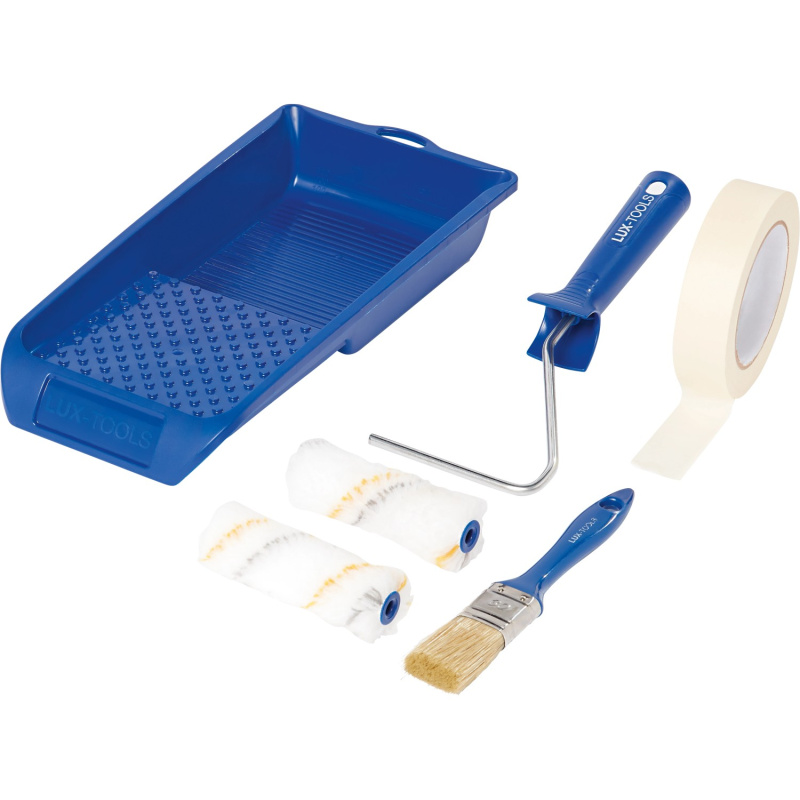 LUX-TOOLS Malířská sada se štětcem na hladké povrchy, šířka válečku 10cm, 6dílná