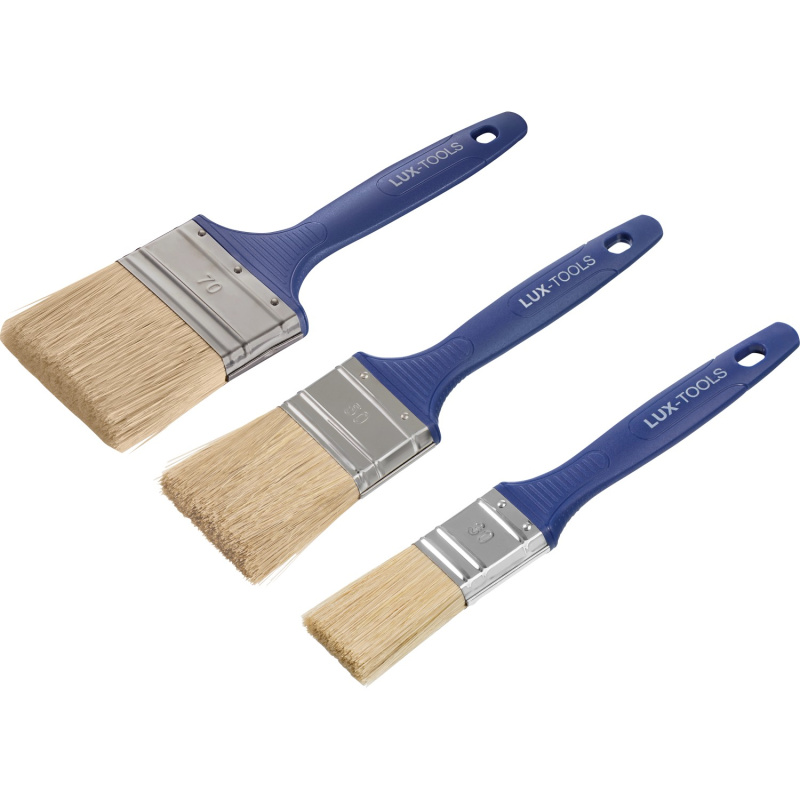 LUX-TOOLS Sada plochých štětců na barvy a laky na stěnu, 3dílná