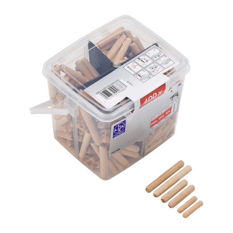 LUX Sada dřevěných spojovacích kolíků v kbelíku 400dílná