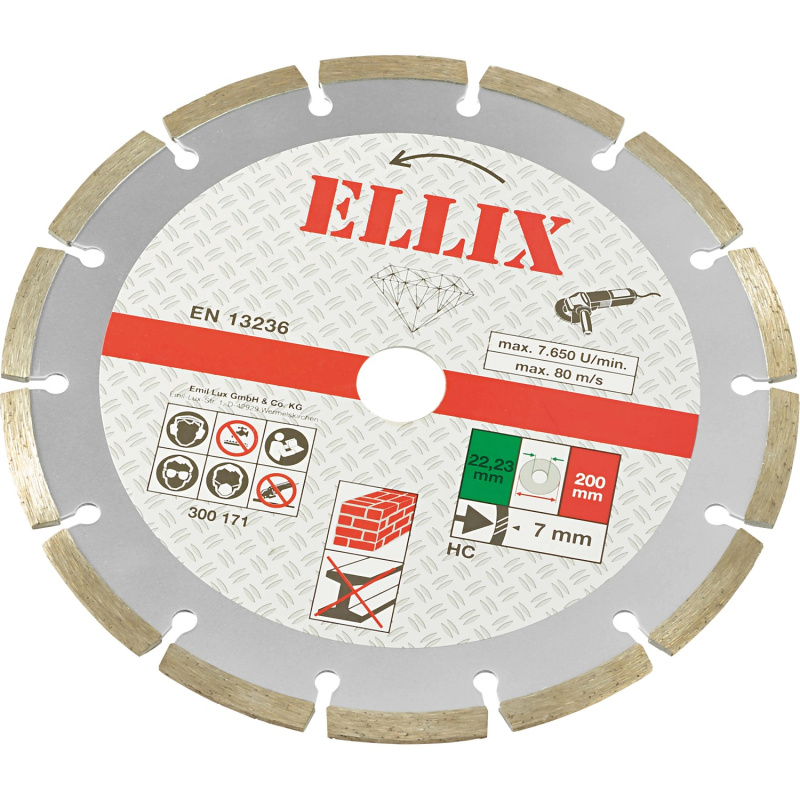 Ellix Diamantový řezný kotouč na kámen segmentovaný průměr 200 mm