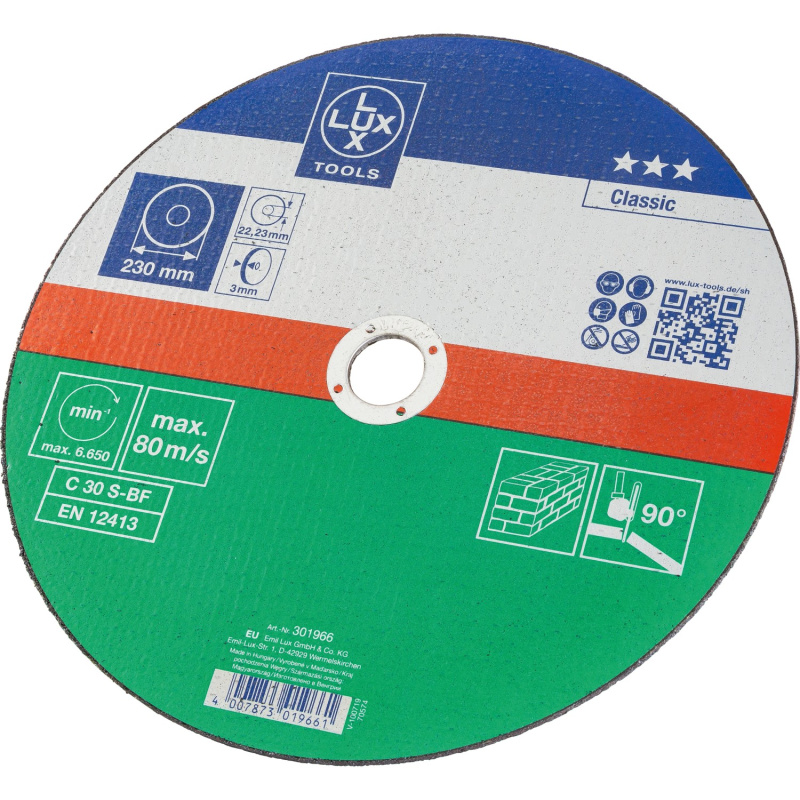 LUX Řezný kotouč vyztužený tkaninou Classic na kámen, pr. 230 mm
