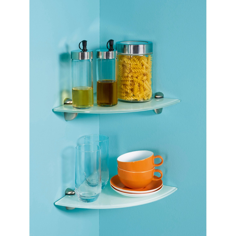 OBI Skleněná police Villar čtvrtkruhová křišťálová 25 x 25 x 0,4 cm