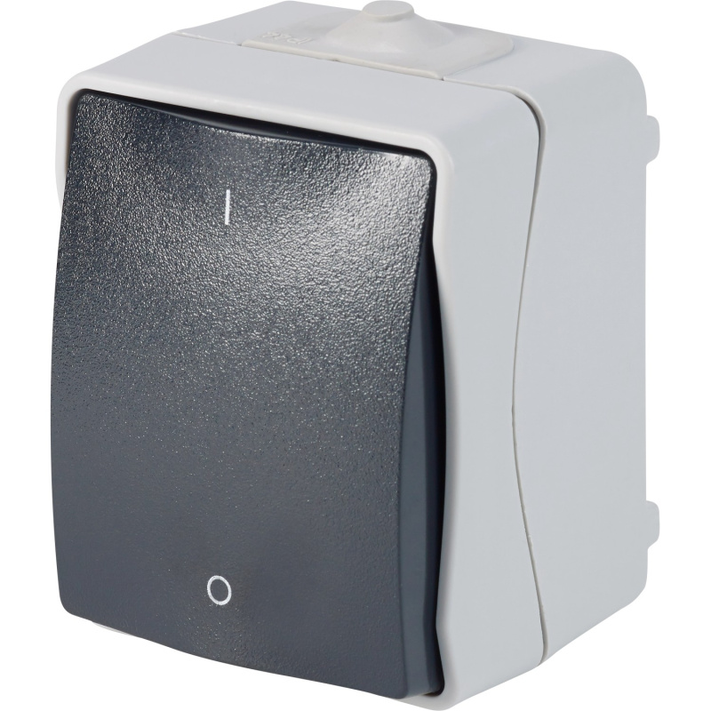 Nouzový vypínač topení do vlhkého prostředí IP44, šedý
