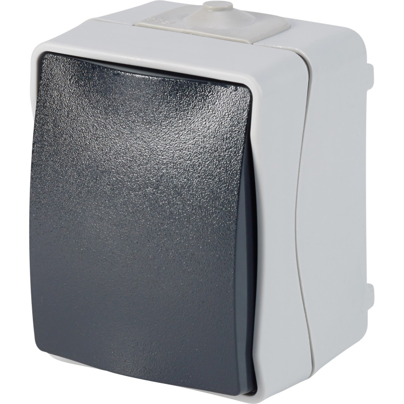 Vypínač/přepínač do vlhkého prostředí IP44, šedý