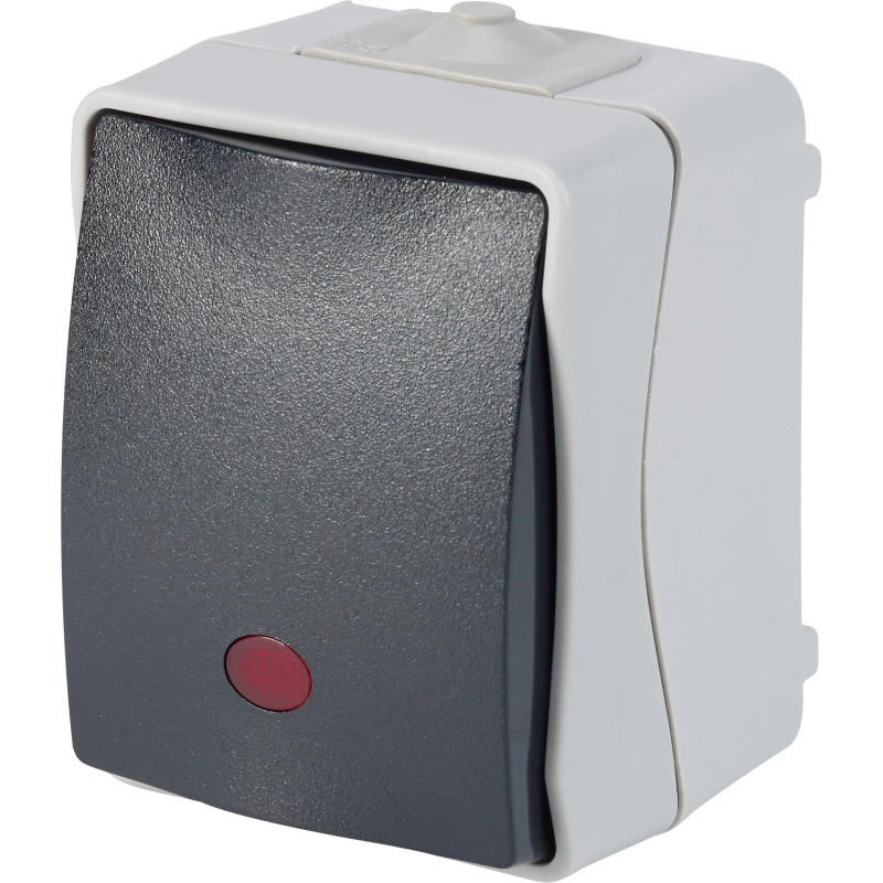 Ovládací spínač / přepínač do vlhkého prostředí IP44, šedý