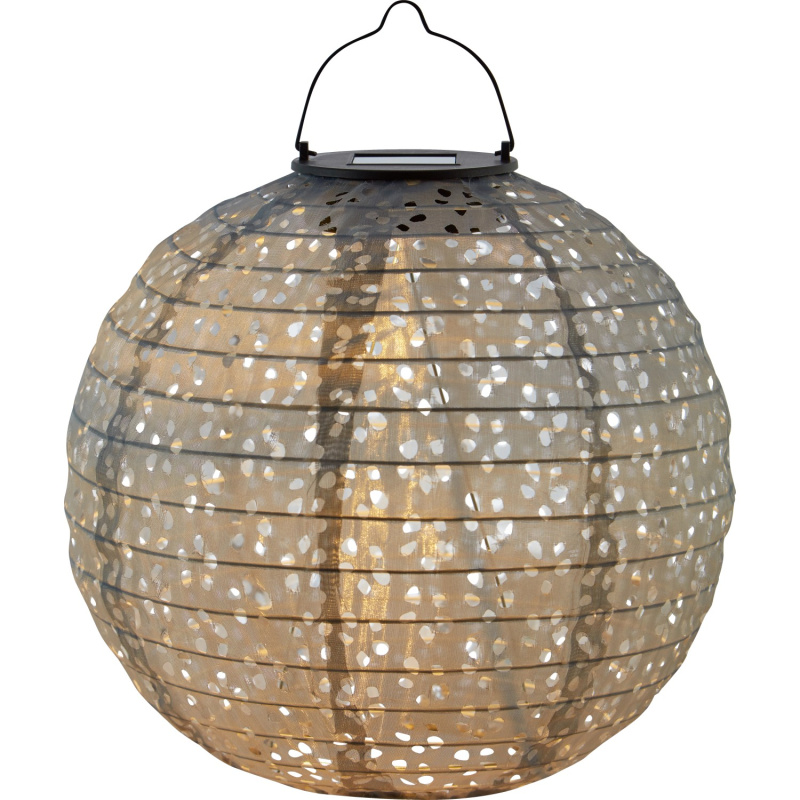 Dekorativní solární závěsné LED svítidlo Pellaro, IP44, šedá, pr. 25 x 25 cm