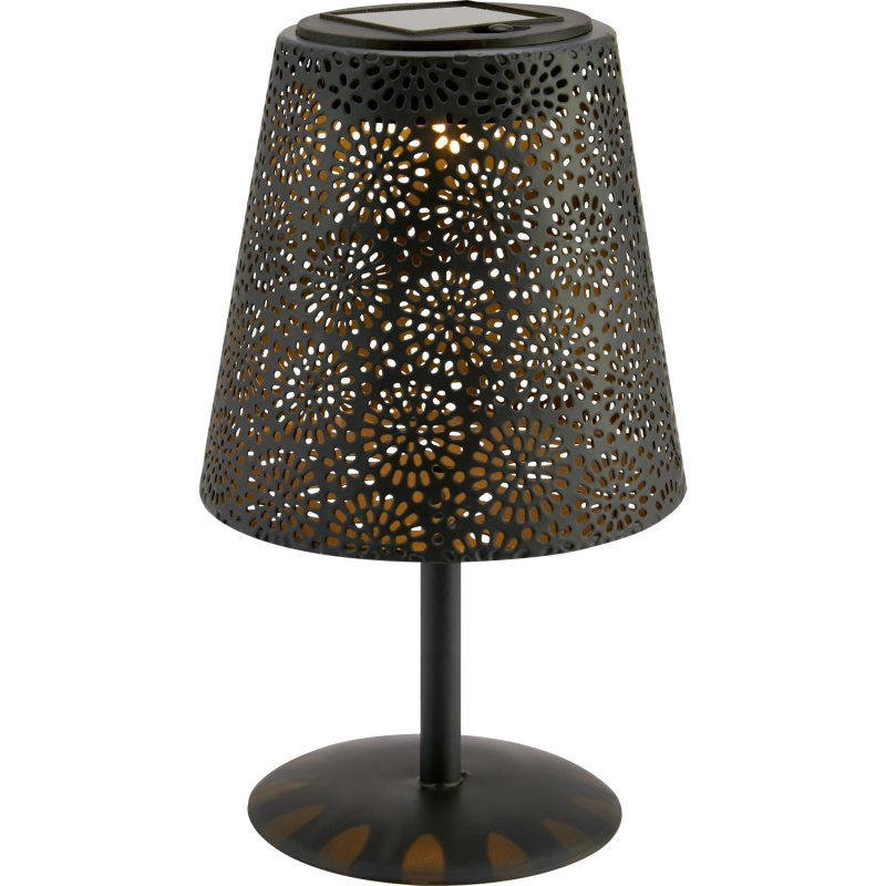 Solární stolní LED lampa s motivem květiny, IP44, tmavě šedá, pr. 12 x 20,5 cm