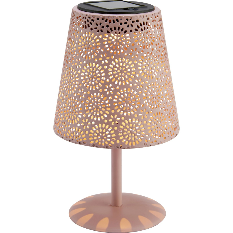 Solární stolní LED lampa s motivem květiny, IP44, růžová, pr. 12 x 20,5 cm