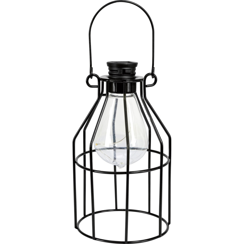 Kovová solární LED lucerna, IP44, černá, pr. 10 x 17 cm