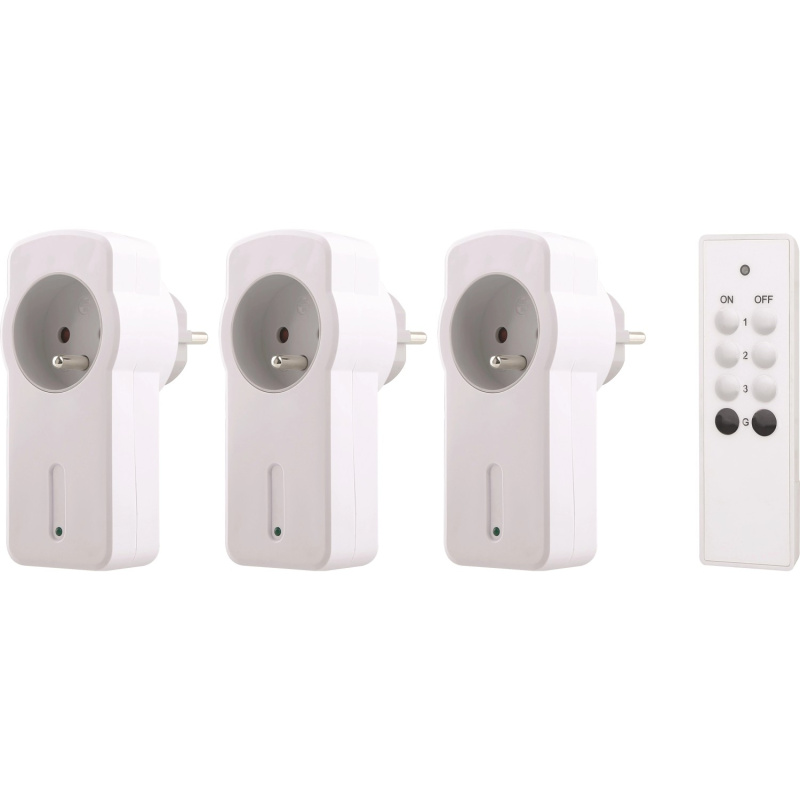 Sada rádiových spínačů do interiéru, max. 2300W, 433,92MHz, dosah max. 30m