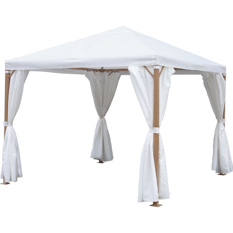 Zahradní altán Marana ocel.konstrukce ve vzhledu dřeva/bílá, 296 x 296 x 280 cm