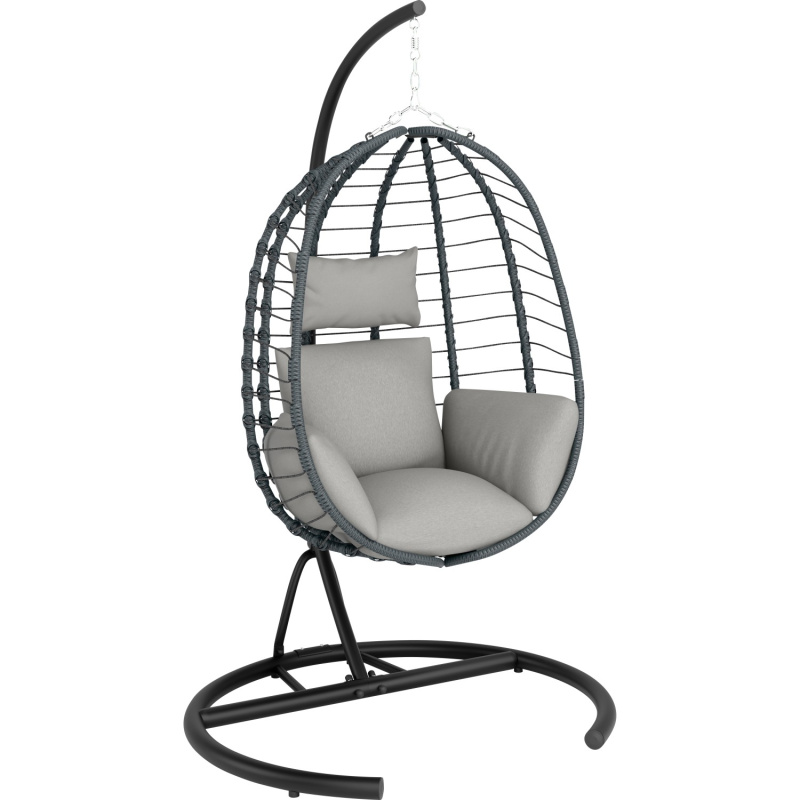 Skládací závěsné křeslo Cupertino, antracitová, 116 x 100 x 190 cm