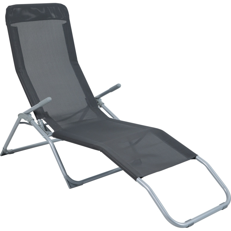 Skládací zahradní lehátko Pando, antracitová, 141 x 61 x 57-95 cm