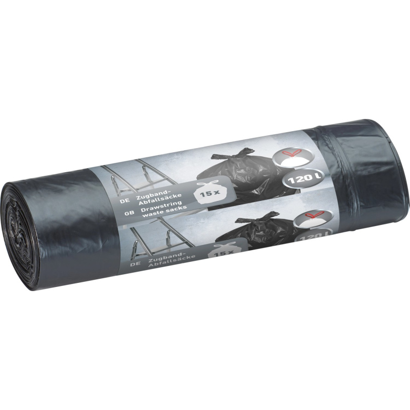 Zatahovací pytel na odpadky 120 l, 15 ks