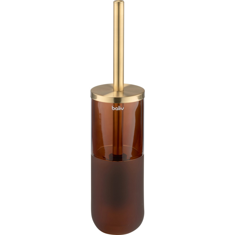 baliv Držák na WC štětku Retro Futures skleněný jantarovo-zlatý