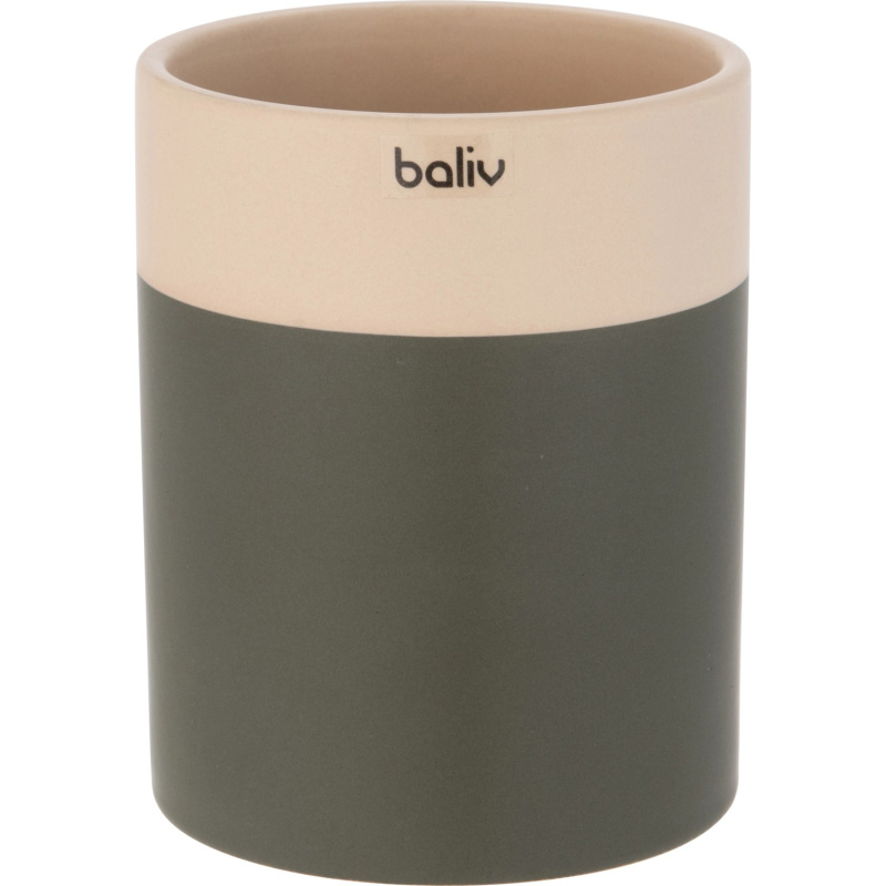 baliv Moss Green trend Kelímek na zubní kartáčky, zelený keramický, 125 x 100 mm