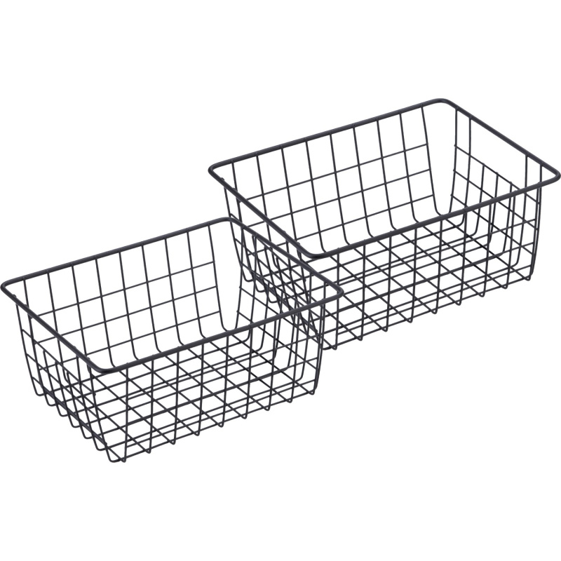 baliv Sada drátěných úložných košíků, černá, 2dílná