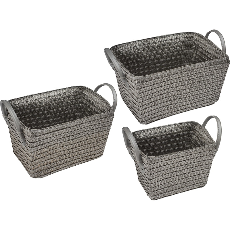 baliv Sada úložných košíků Retro Futures 3dílná šedá