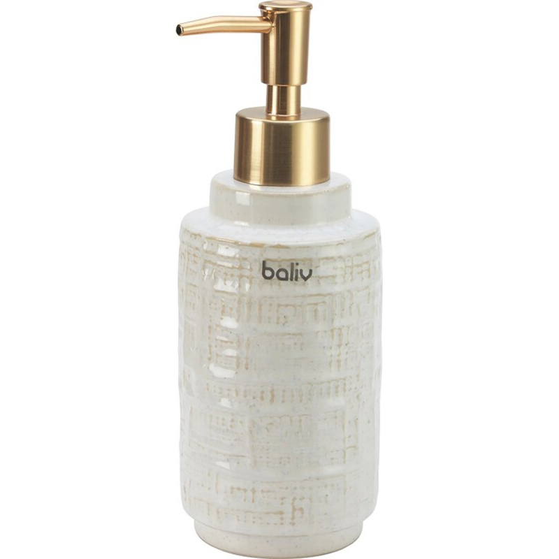 baliv Dávkovač mýdla Cosy Wave, béžový zlatý, keramika, 7 x 19 cm