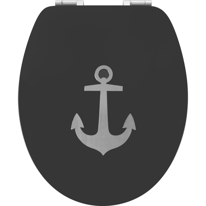 baliv WC sedátko Suapure s dřevěným jádrem, SoftClose, černá/kotva