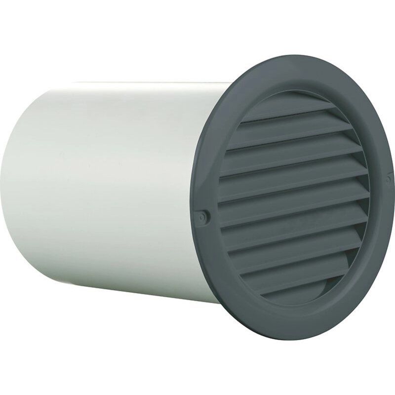 Větrací mřížka s hrdlem plastová, tmavě šedá