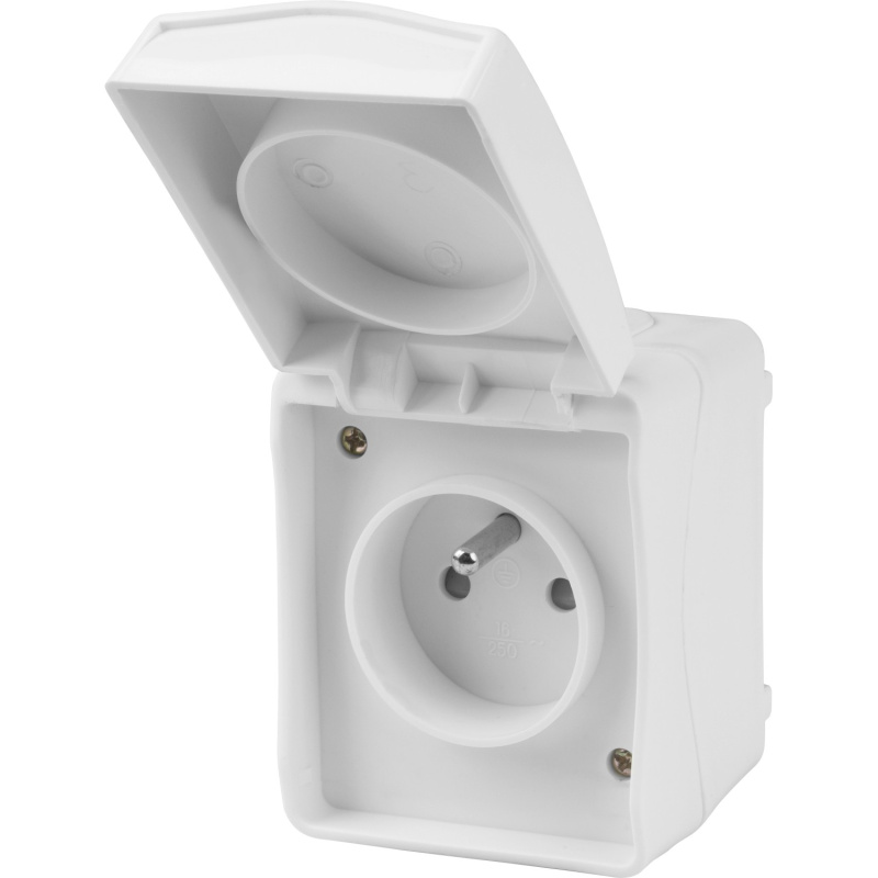 Zásuvka se středovým ochranným kontaktem jednoduchá bílá
