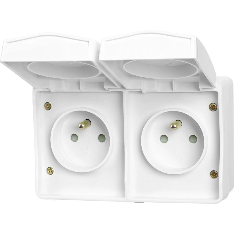 Zásuvka se středovým ochranným kontaktem dvojitá bílá