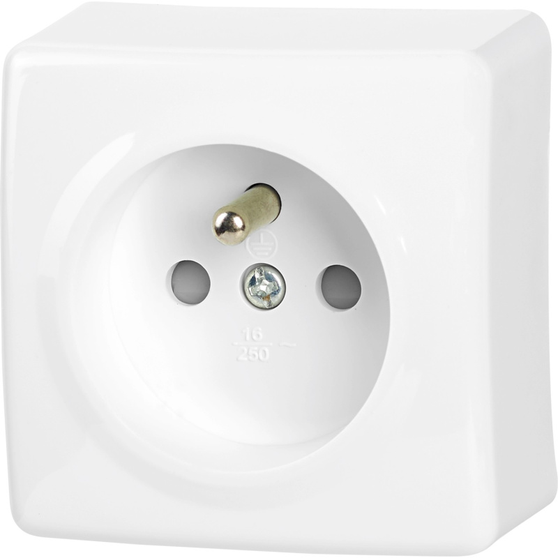 Zásuvka se středovým ochranným kontaktem jednoduchá bílá