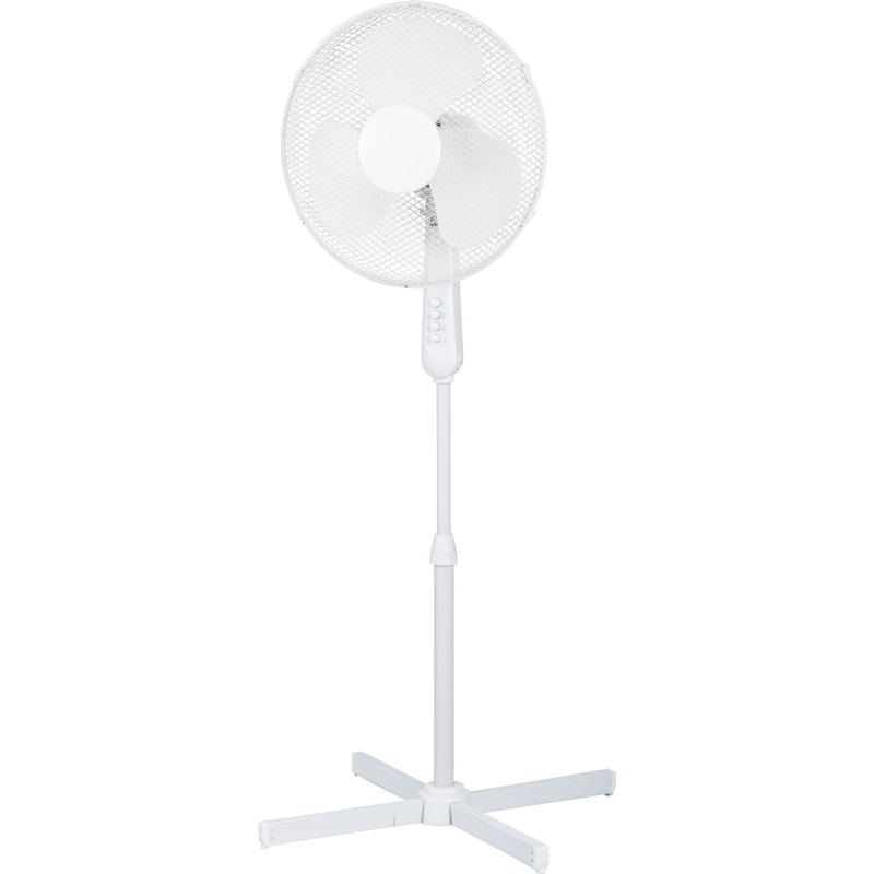 BWO Výškově nastavitelný otočný stojanový ventilátor bílý pr. 41 cm x 107-126 cm