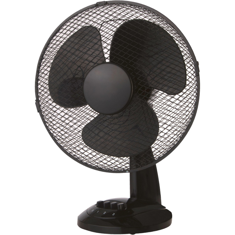 Stolní ventilátor, černá, pr. 30 cm