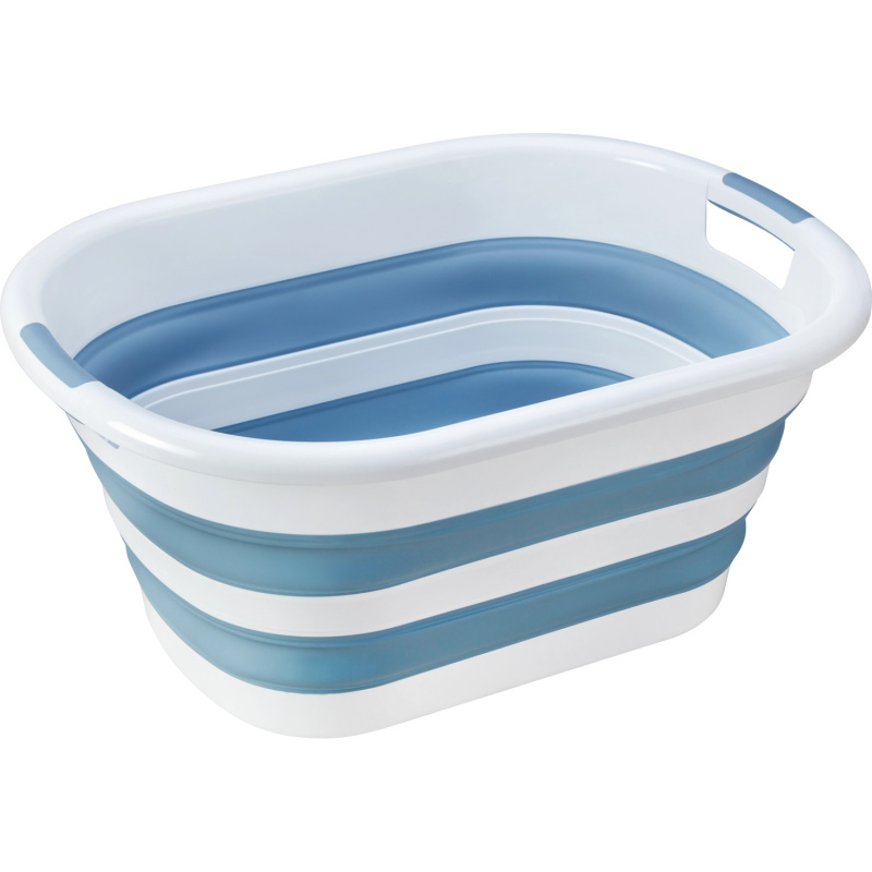 Skládací koš na prádlo, modrý, 40 l