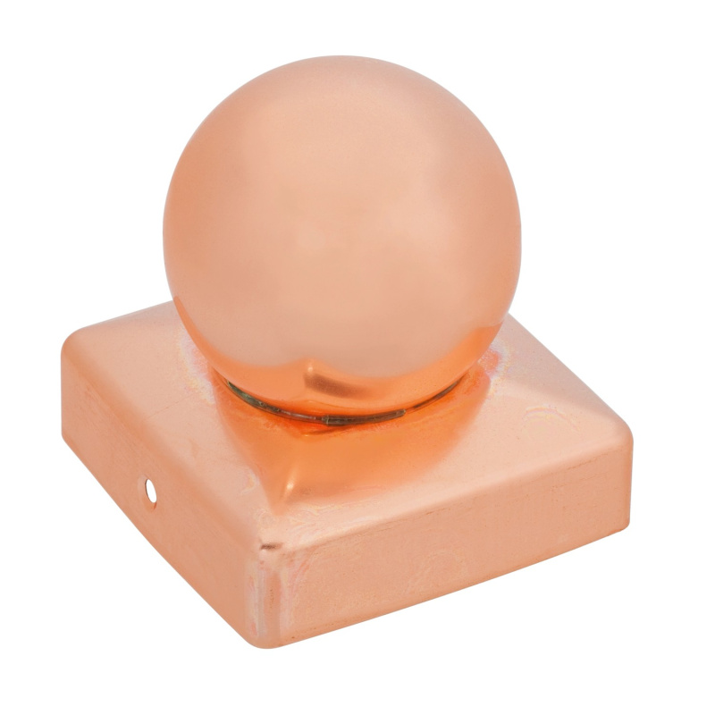 Krytka sloupku čtvercová s koulí z mědi natřená zaponovým lakem 71 x 71 mm