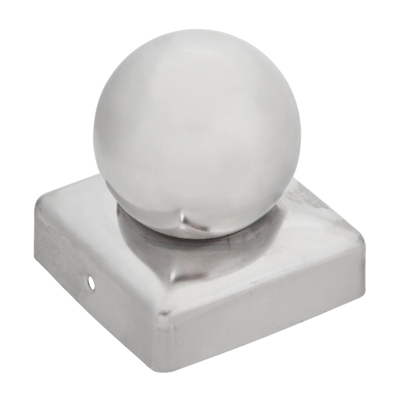 Krytka sloupku čtvercová s koulí, nerez. ocel, 71 x 71 mm