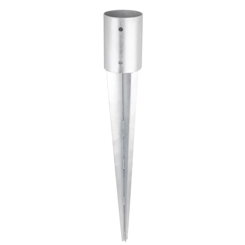 Zatloukací kotevní patka pro kruhový dřevěný díl žárově pozink. 101x 50x600 mm