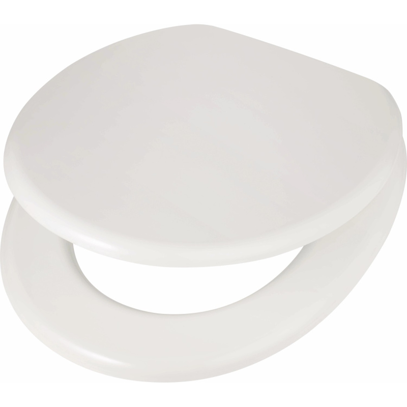 CMI WC sedátko s dřevěným jádrem kovové závěsy bílé