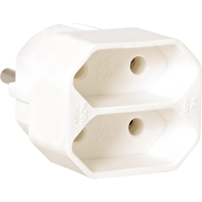 Euro rozbočka do zásuvky se 2 zásuvkami bílá