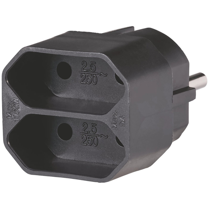 Euro rozbočka do zásuvky 2-násobná černá