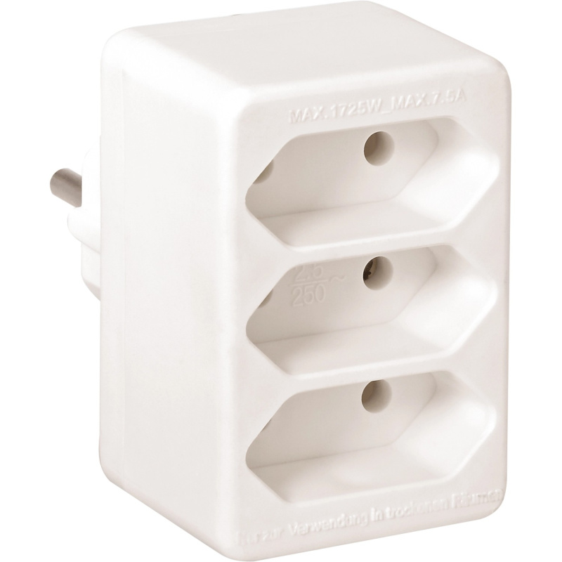 Euro rozbočka do zásuvky se 3 zásuvkami bílá