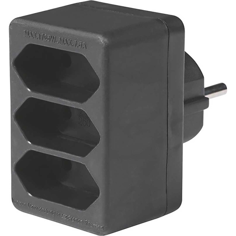 Euro rozbočka do zásuvky 3násobná, černá