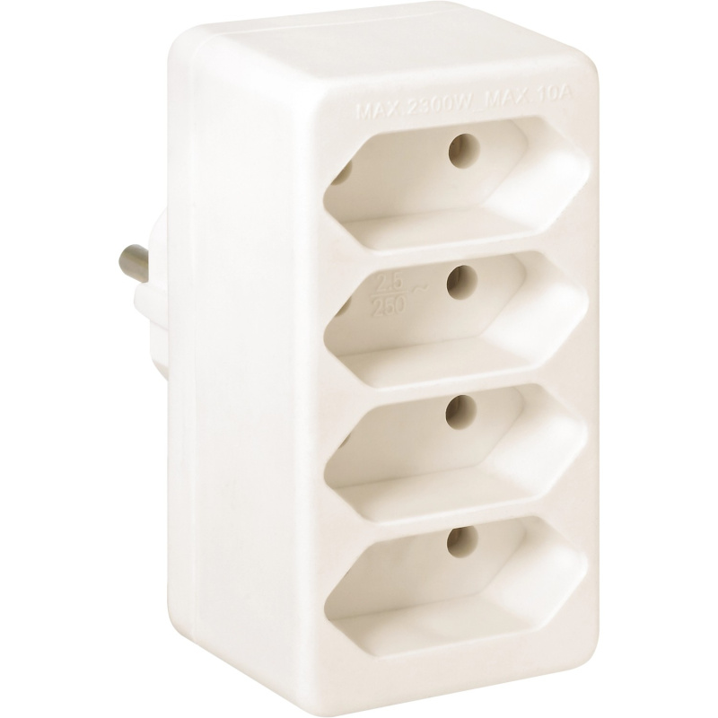 Euro rozbočka do zásuvky se 4 zásuvkami bílá