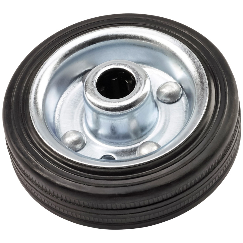 Kolo s gumovou obručí průměr 80 mm ocelový ráfek náboj 40 mm černé