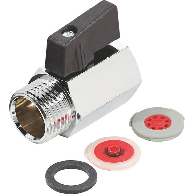 Stopventil úsporný na sprchovou hadici chrom 1/2" + těsnící kroužek